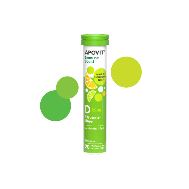Apovit Immune Boost D-vitamiiniporetabletti sitruuna-lime (1)
